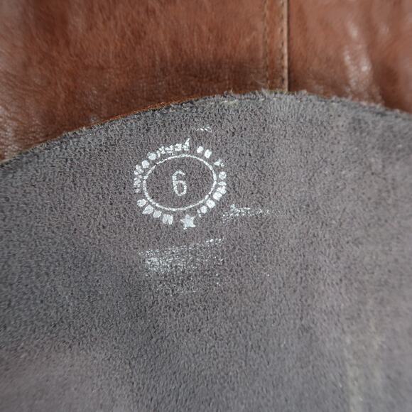 John Fluevog Boots Womens 6 Tall Riding Picnics Brie Brown Leather Studded Toe - Picture 16 of 16